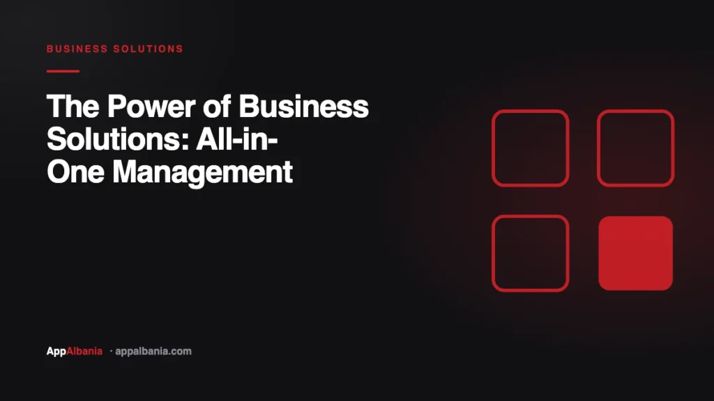 Business solutions — a four-panel grid mark, AppAlbania