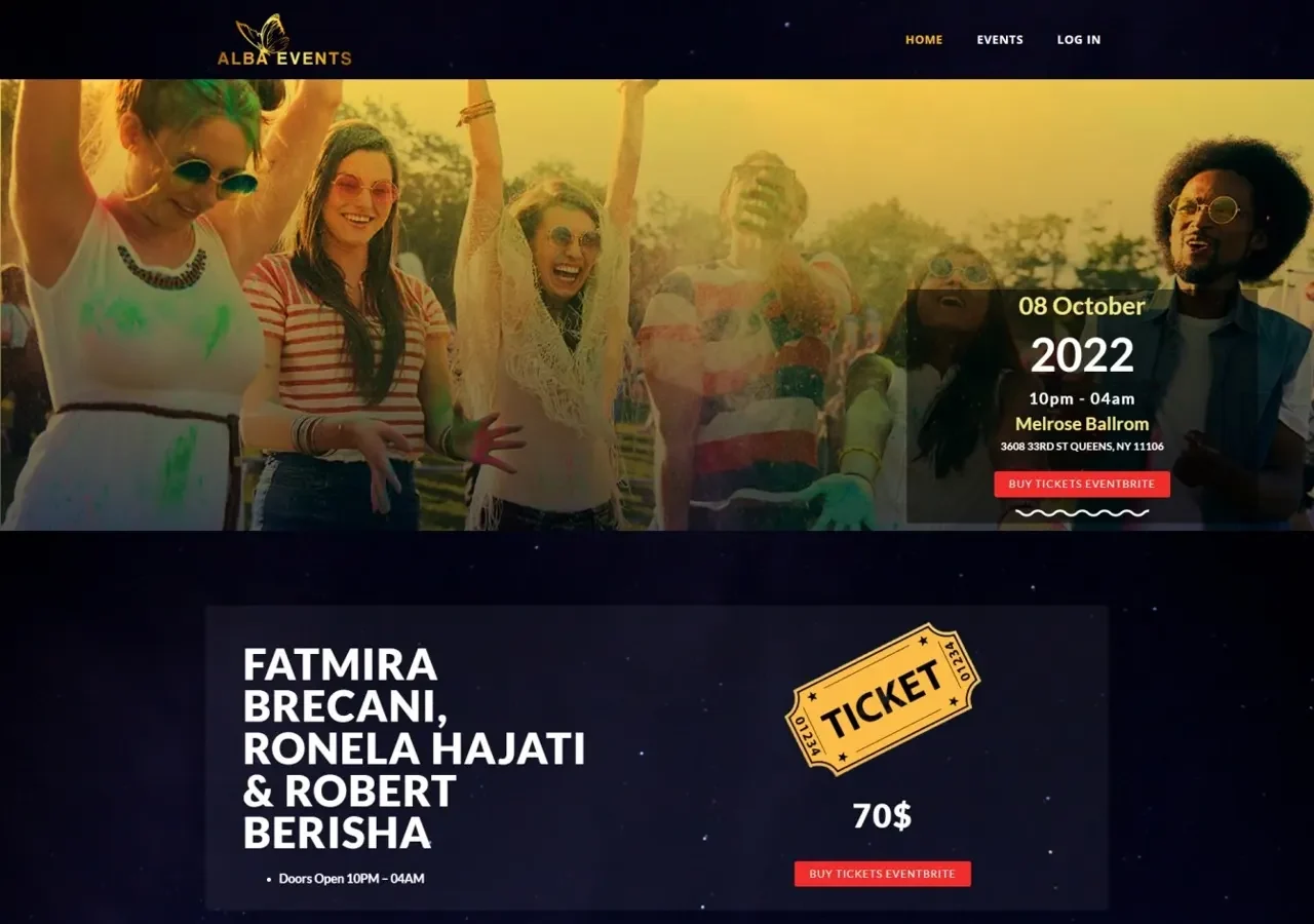 Alba Events — the site we built, as it looks live
