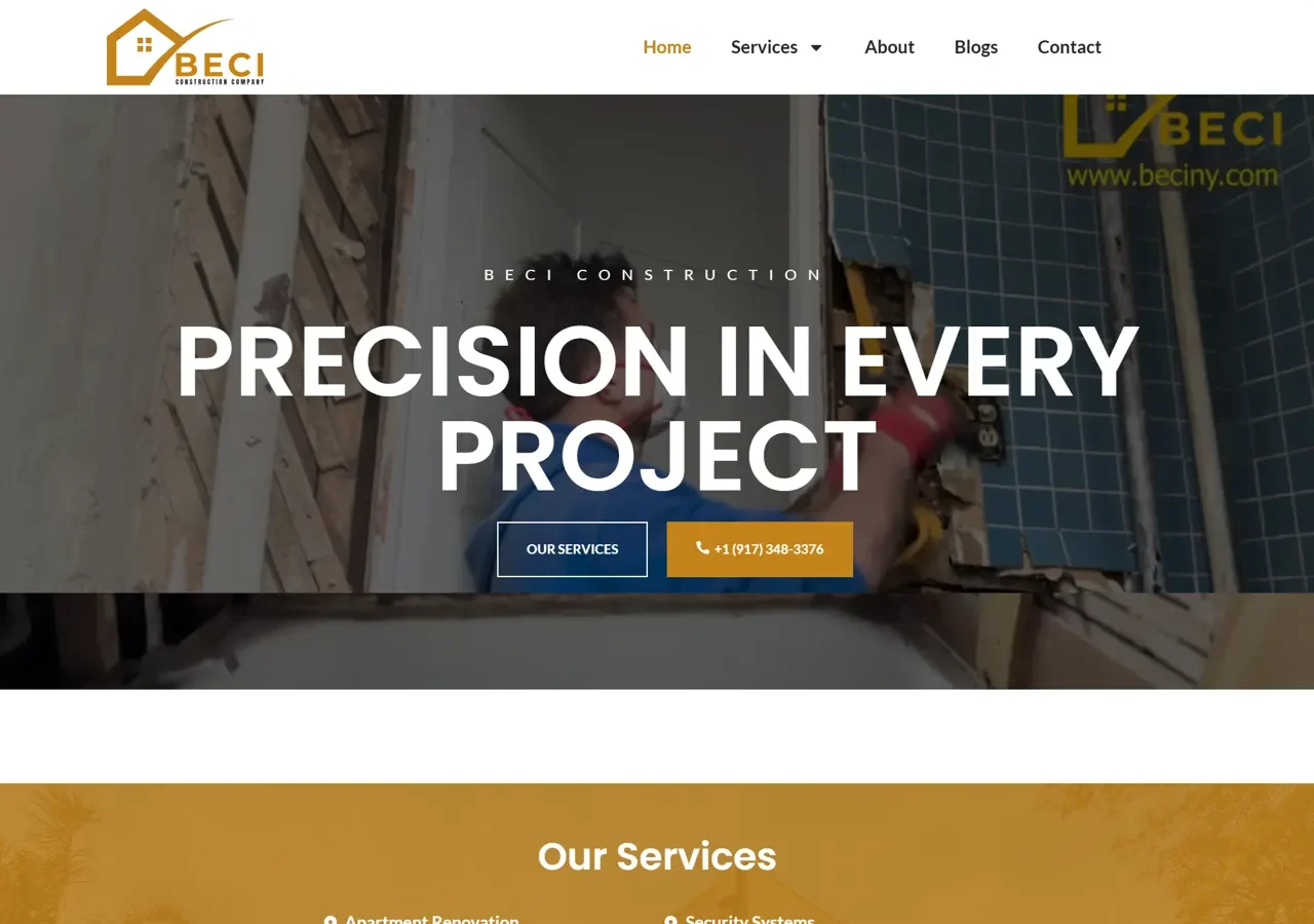 Beci NY — the site we built, as it looks live