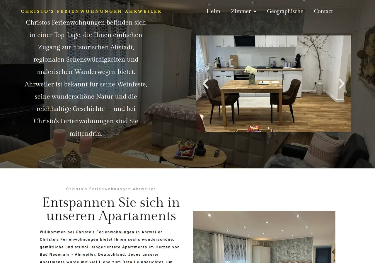 Christos FeWo Ahrweiler — DE — the site we built, as it looks live