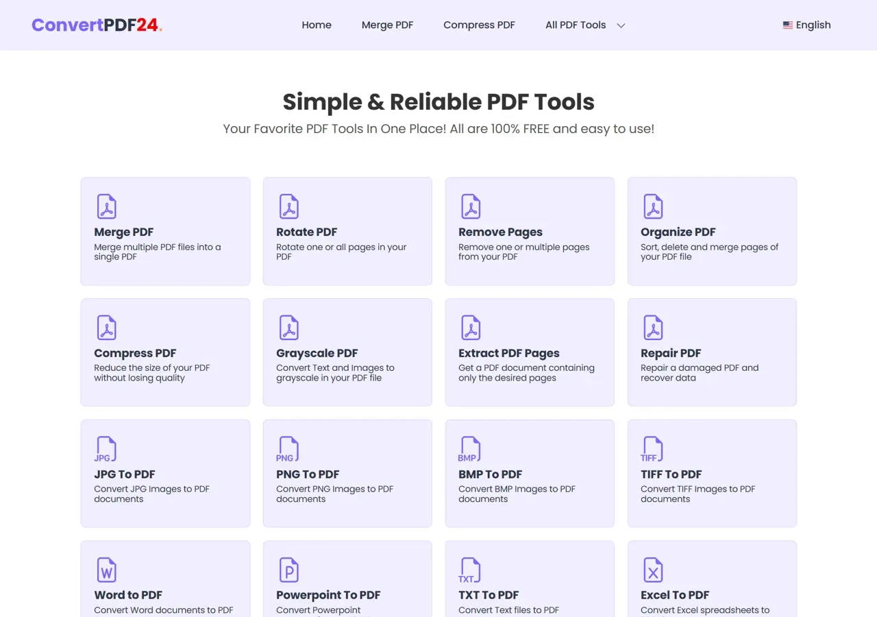 ConvertPDF24 — Web Tool — the site we built, as it looks live