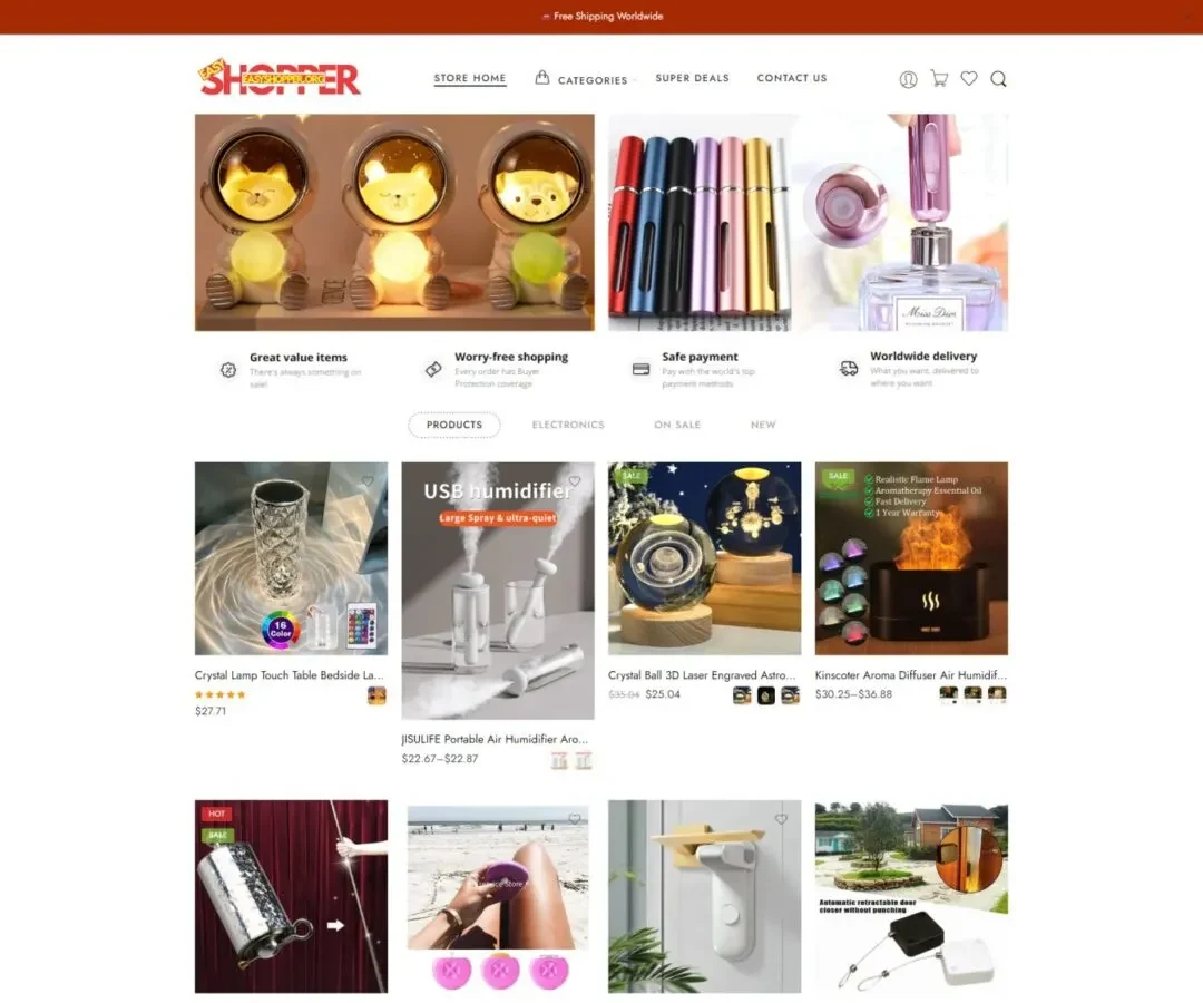 EasyShopper — the site we built, as it looks live