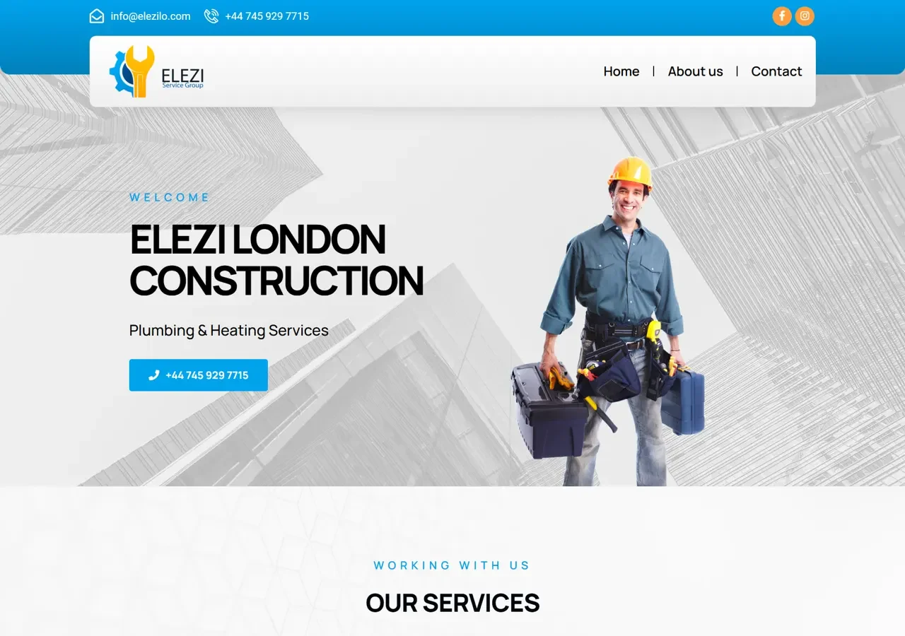 Elezi Construction — the site we built, as it looks live