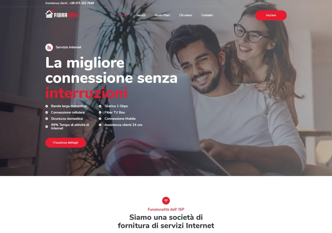 FibraNow — IT — the site we built, as it looks live