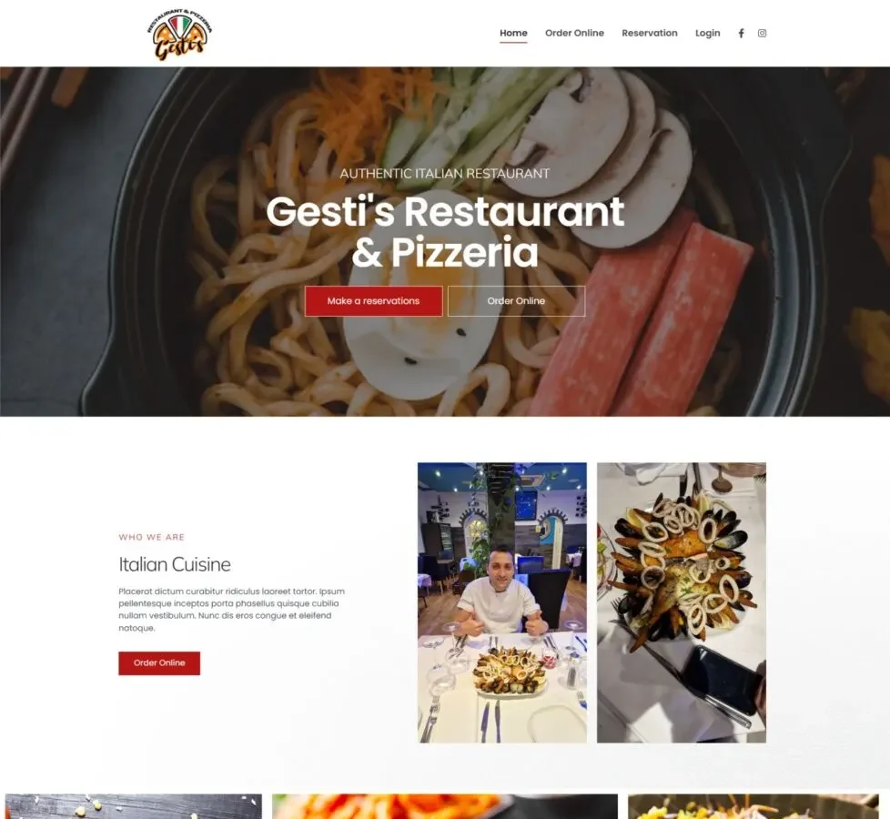 Gestis Restaurant — the site we built, as it looks live