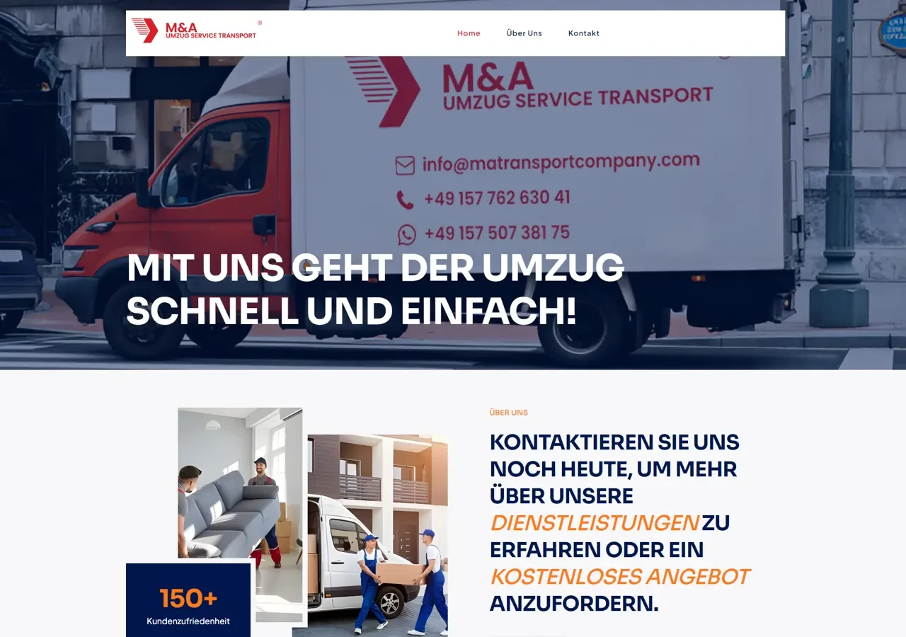 MA Transport Company — the site we built, as it looks live
