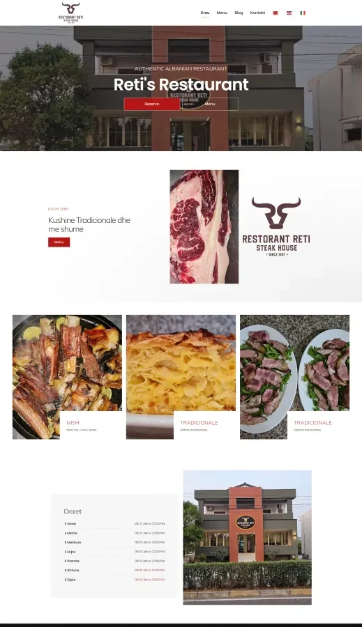 Restorant Reti — the site we built, as it looks live
