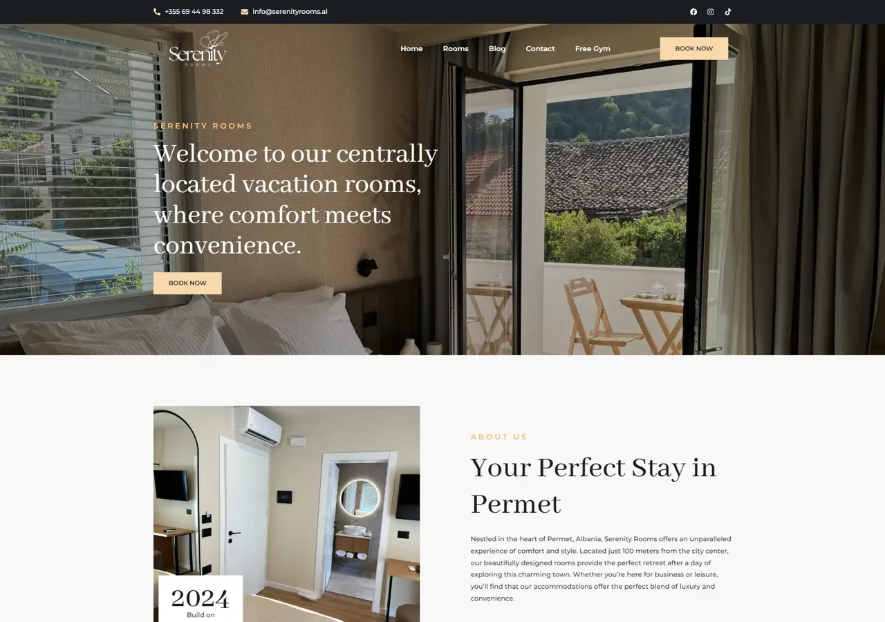 Serenity Rooms — the site we built, as it looks live