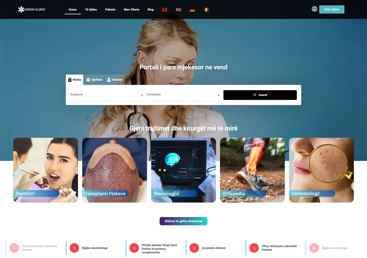 Union Clinic — the site we built, as it looks live