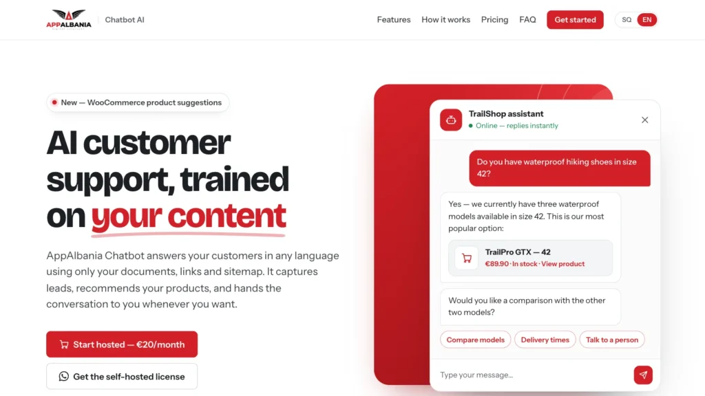 AppAlbania Chatbot AI: AI customer support trained on your own content