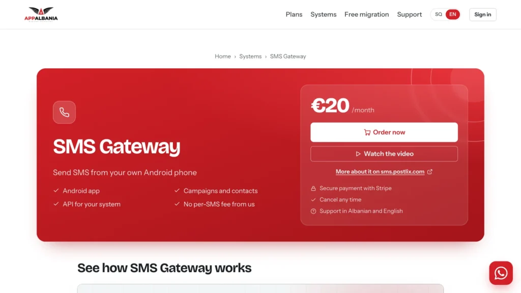 SMS Gateway by AppAlbania: send SMS from your own Android phone for 20 euro per month